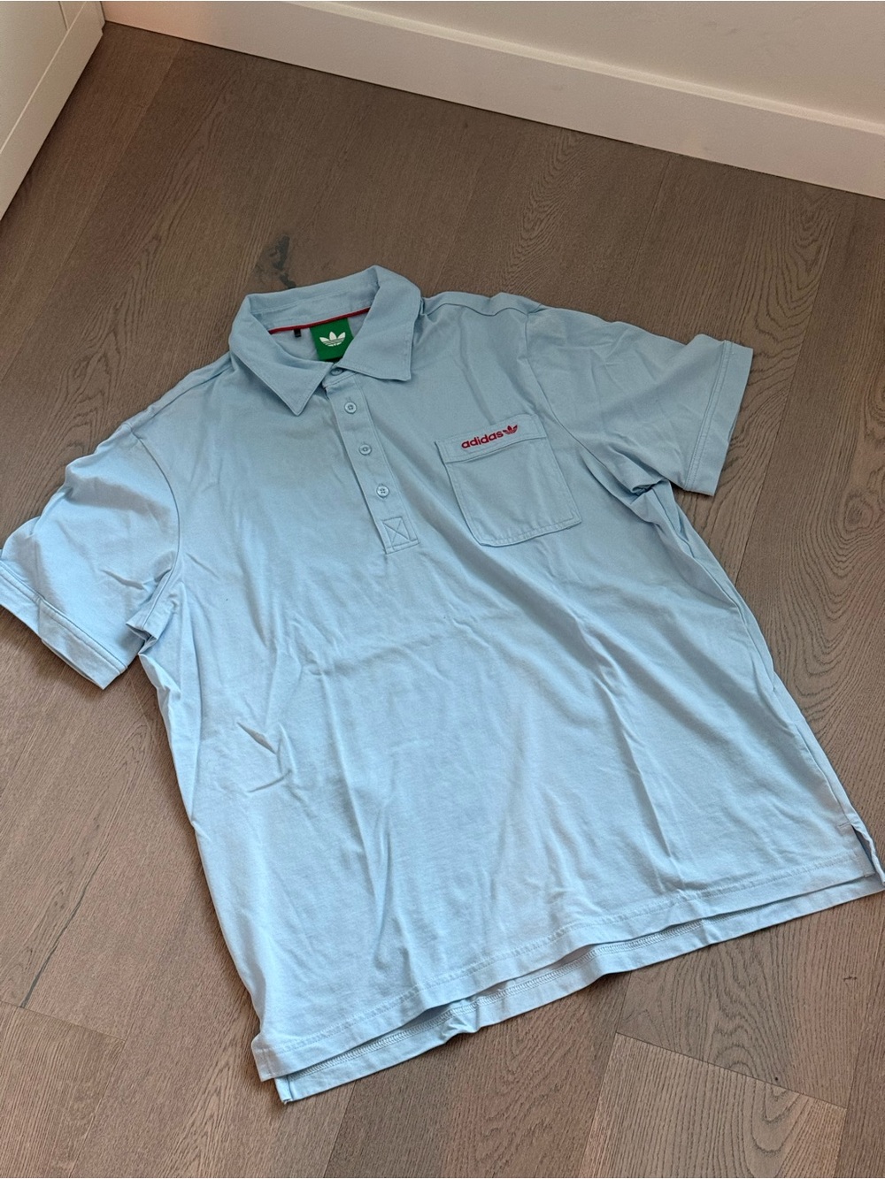 adidas Light Blue Golf Polo with Chest Pocket